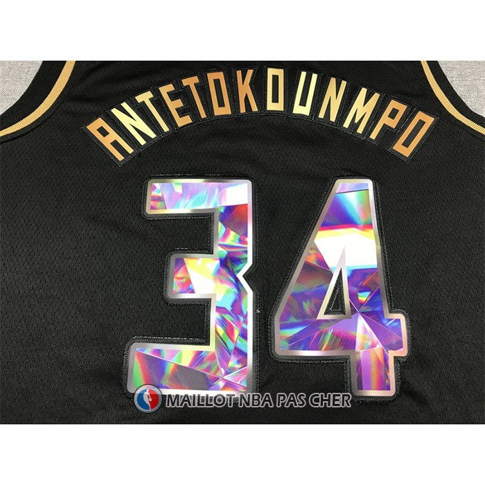 Maillot Golden Edition Milwaukee Bucks Giannis Antetokounmpo NO 34 2021-22 Noir